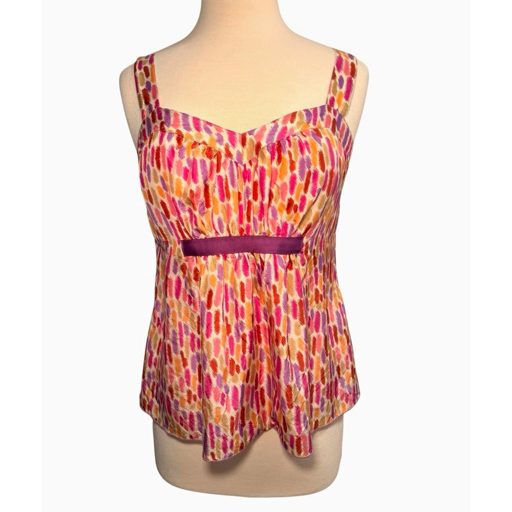 VTG Y2K Anna Sui for Anthropologie Silk Empire Waist Multicolor Sleeveless Top M